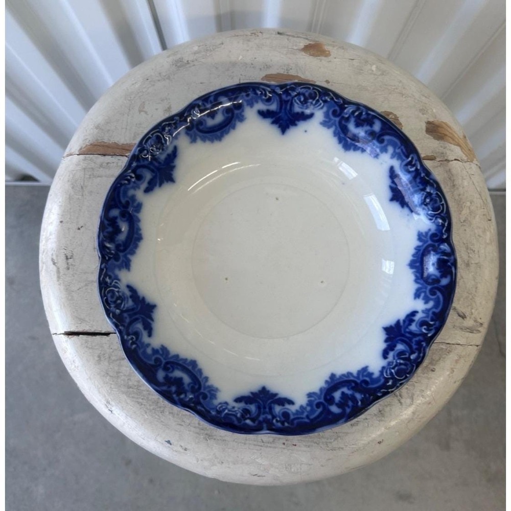Gladys by New Wharf Pottery Flow Blue Supper Bowl (306)